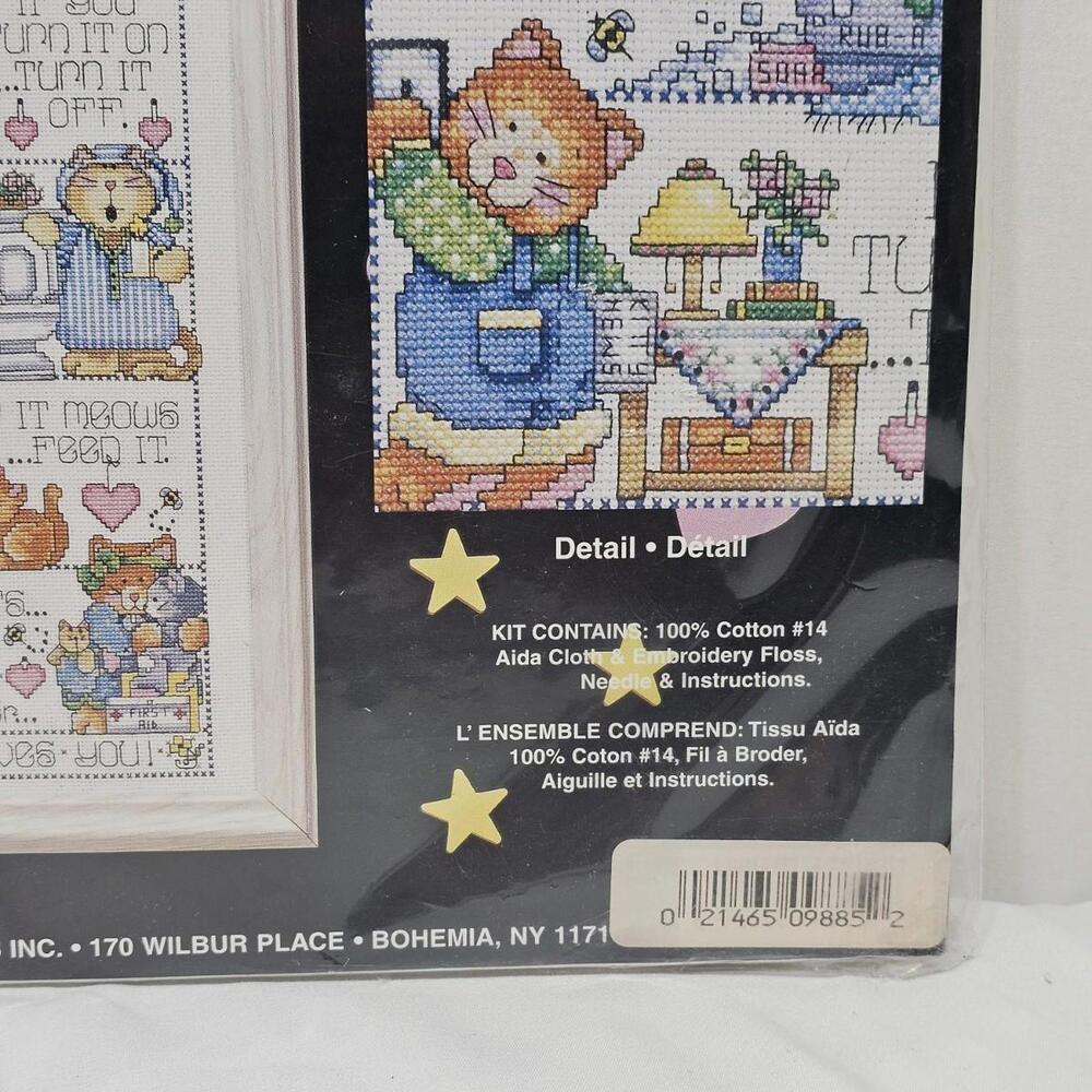 Vintage Design Works Cross Stitch Kit 9885 Kitten House Rules 8" X 22" - Picture 4 of 6